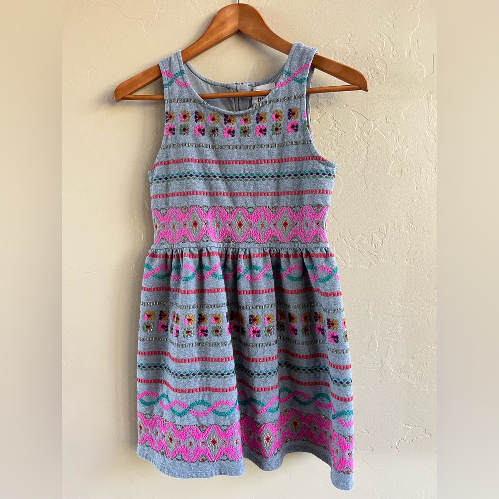 Peek Aren’t You Curious Grey Embroidered Cotton Dress SZ 10